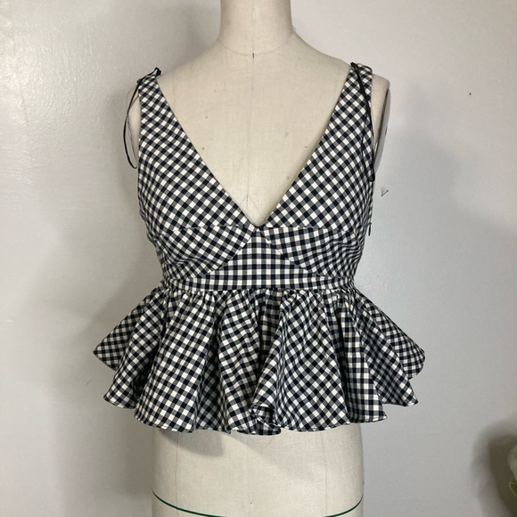 Cottage core gingham peplum milkmaid top - Picture 1 of 10